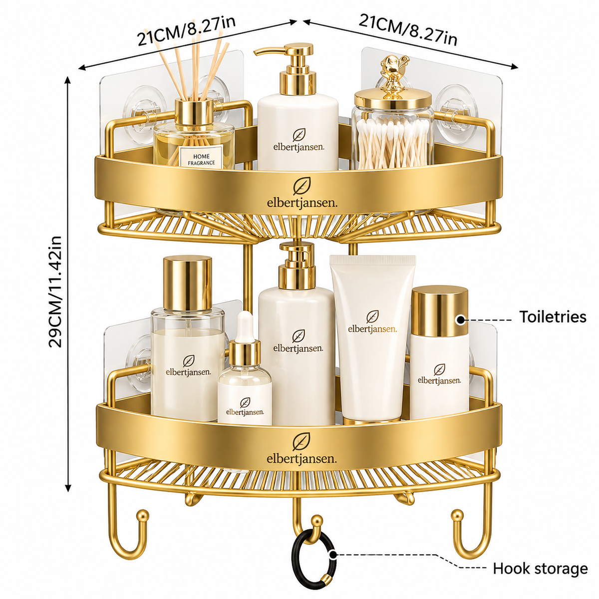 Elbertjansen Corner Bathroom Shower Shelf