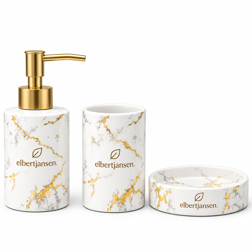 Elbertjansen Marble Bathroom Accessories Set