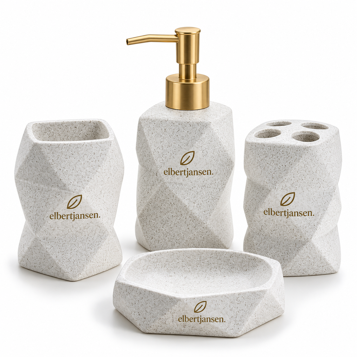 Elbertjansen Bathroom Accessories Set – Stone Finish