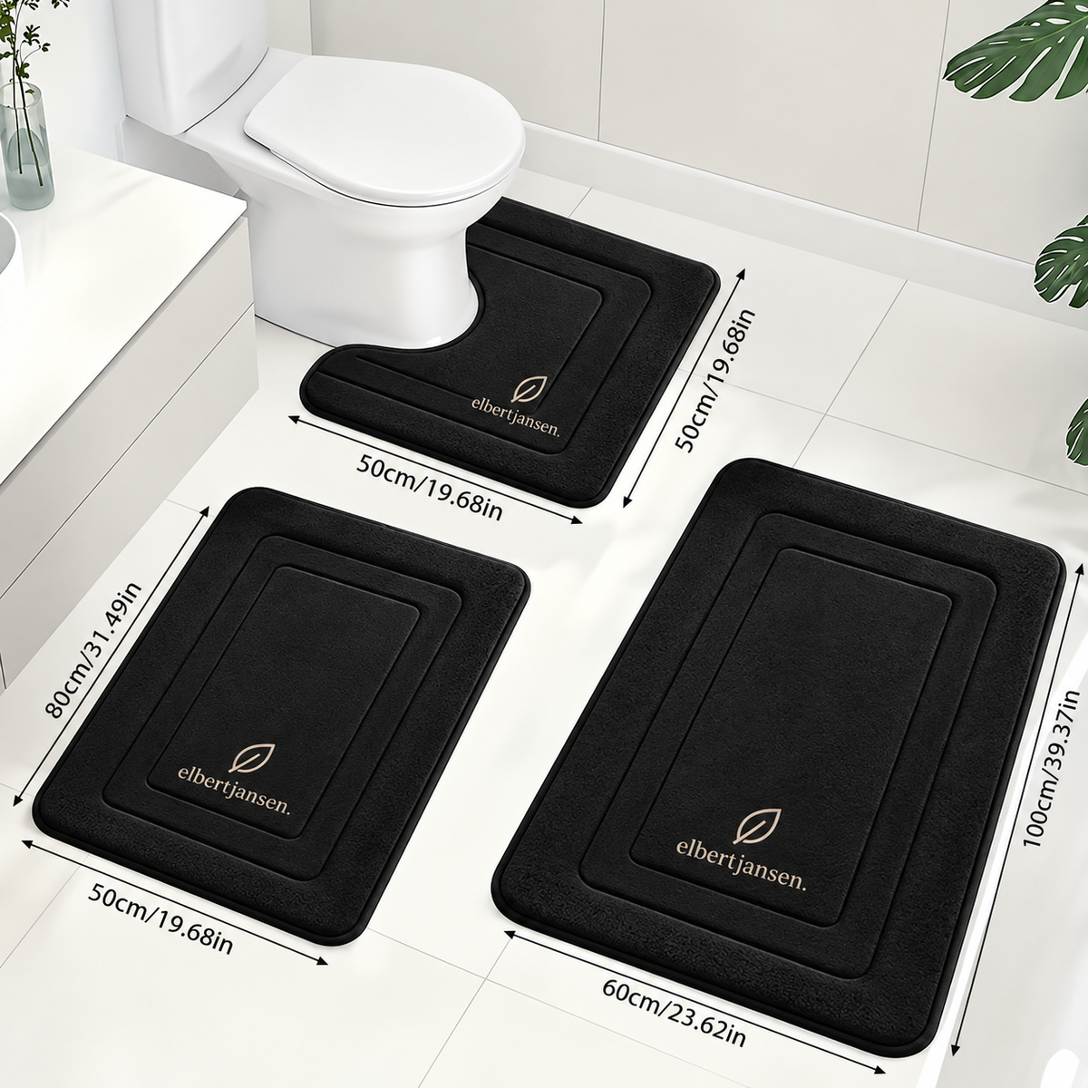 Elbertjansen 3-Piece Bathroom Mat Set